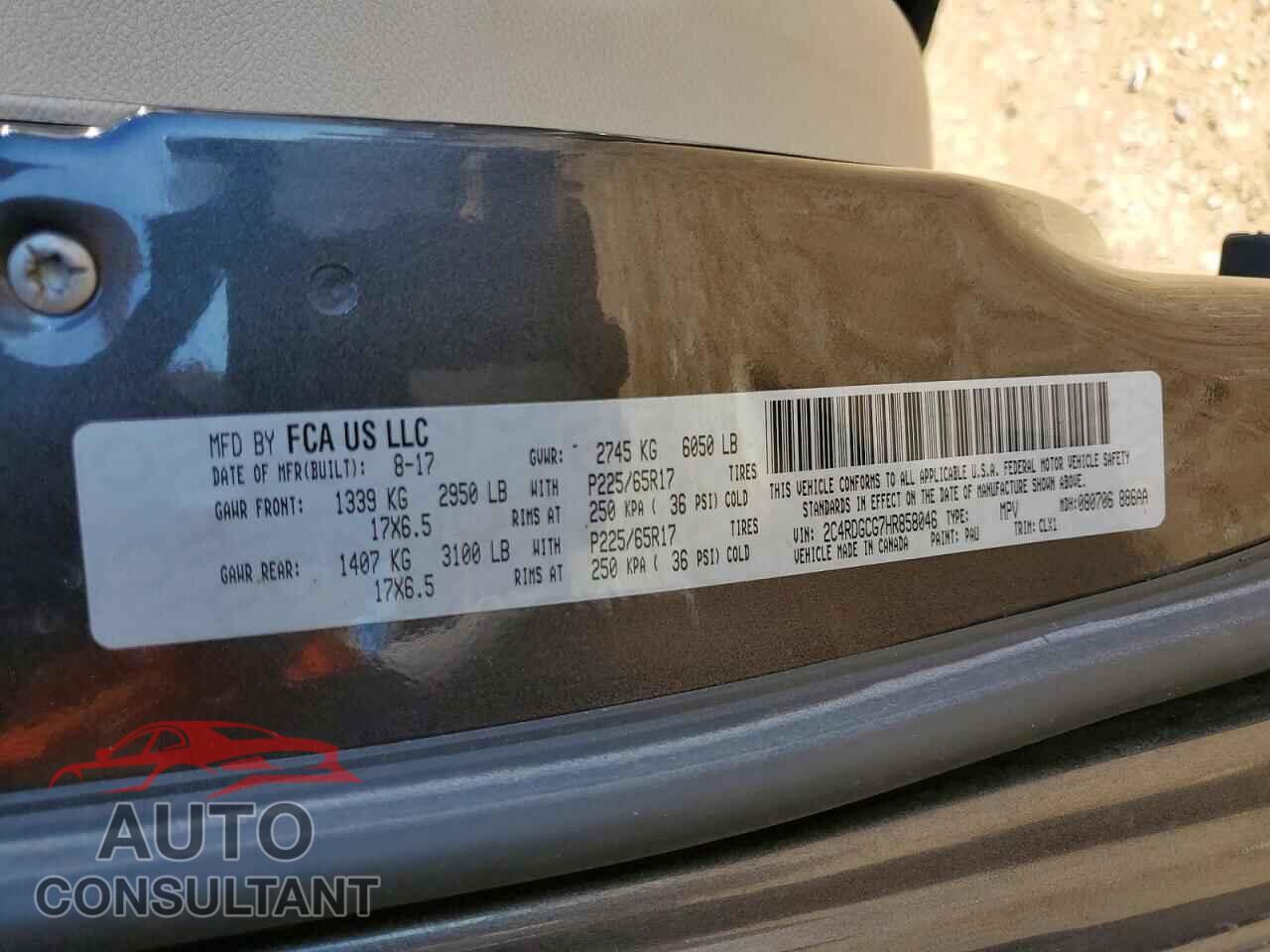 DODGE CARAVAN 2017 - 2C4RDGCG7HR858046