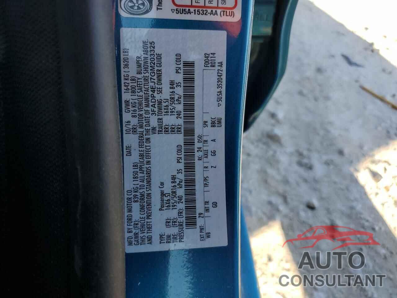 FORD FIESTA 2016 - 3FADP4EJ7GM203325