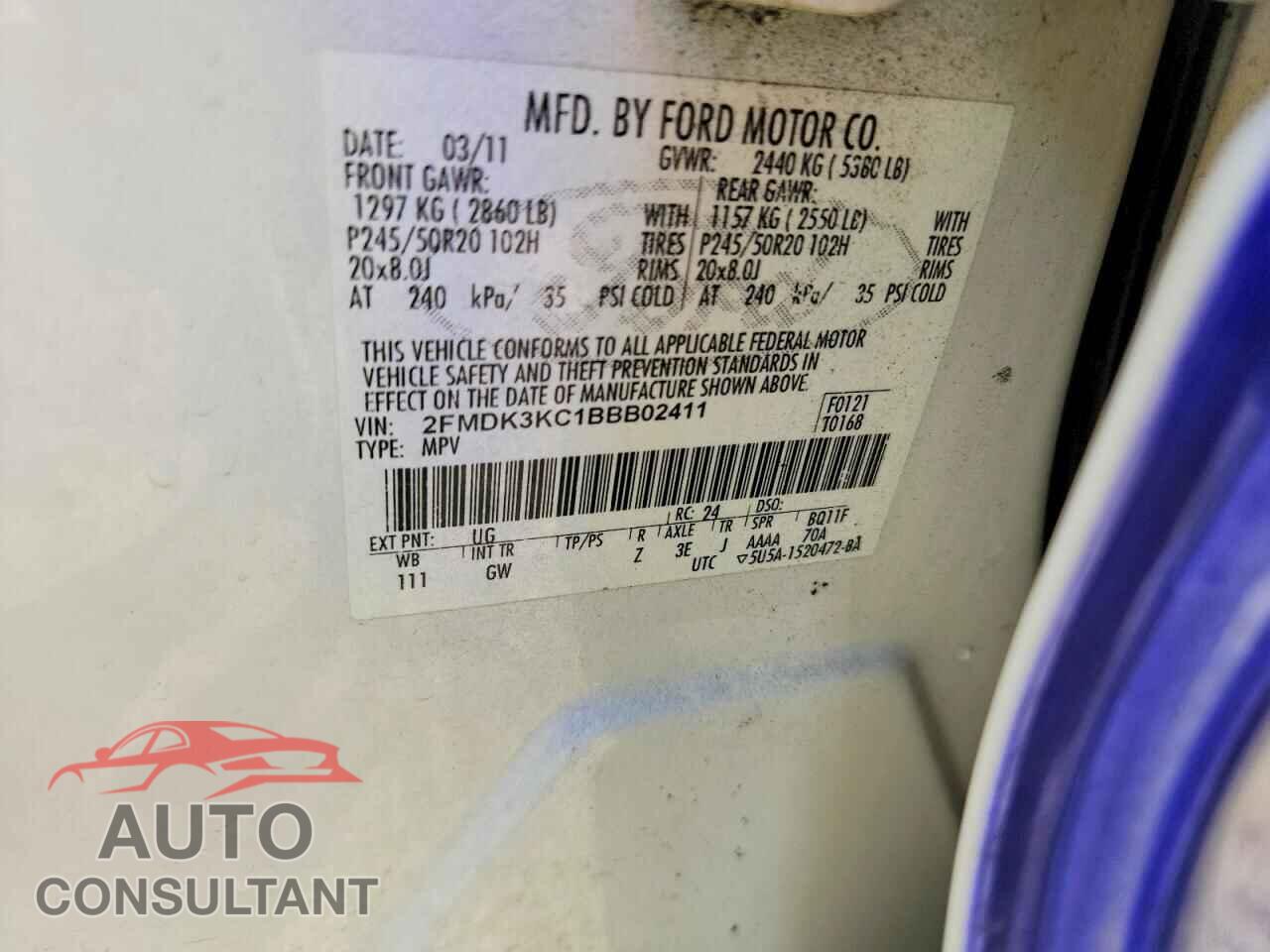 FORD EDGE 2011 - 2FMDK3KC1BBB02411