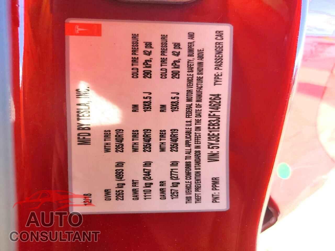 TESLA MODEL 3 2018 - 5YJ3E1EB3JF146264
