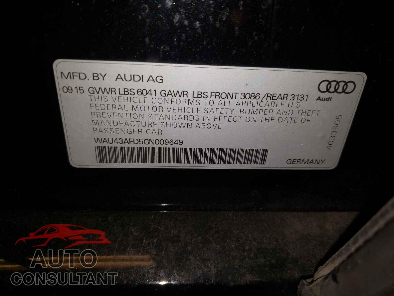 AUDI A8 2016 - WAU43AFD5GN009649