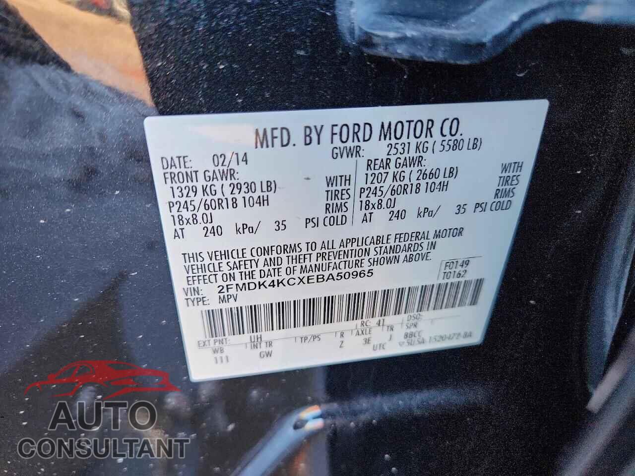 FORD EDGE 2014 - 2FMDK4KCXEBA50965