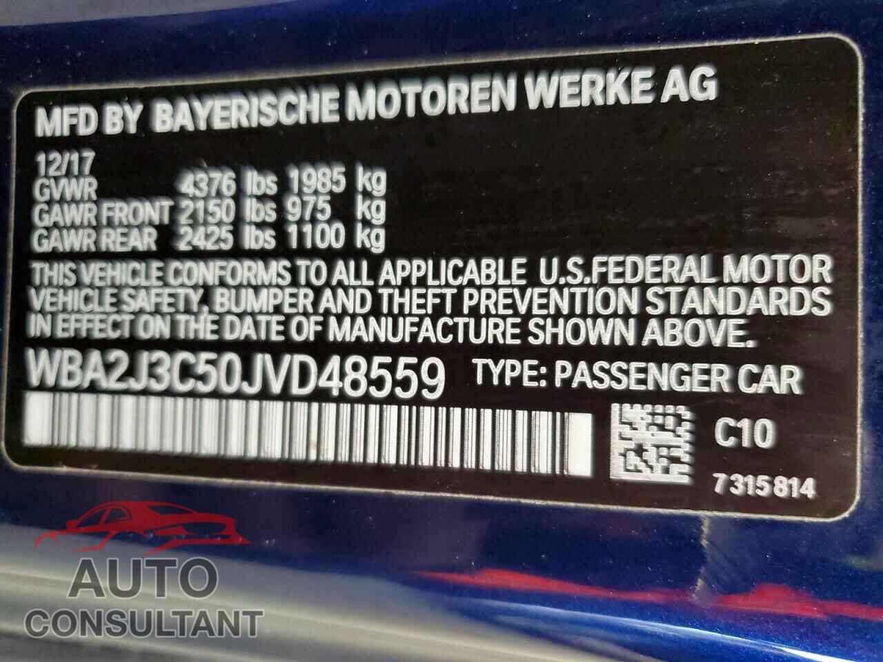 BMW 2 SERIES 2018 - WBA2J3C50JVD48559