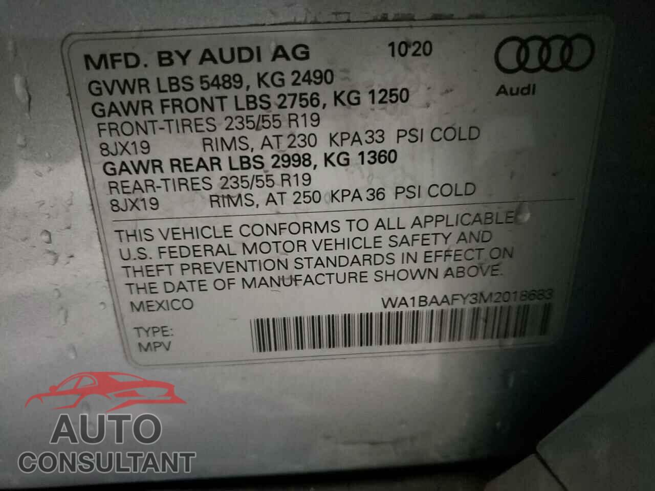 AUDI Q5 2021 - WA1BAAFY3M2018683