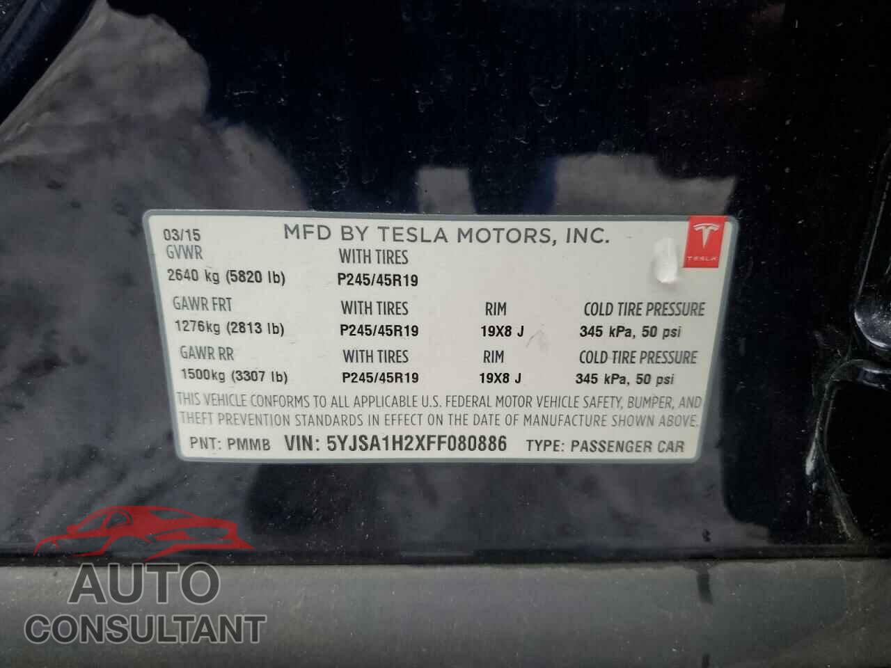 TESLA MODEL S 2015 - 5YJSA1H2XFF080886