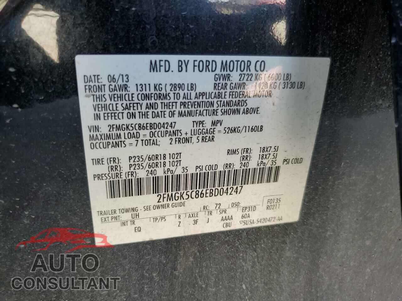 FORD FLEX 2014 - 2FMGK5C86EBD04247
