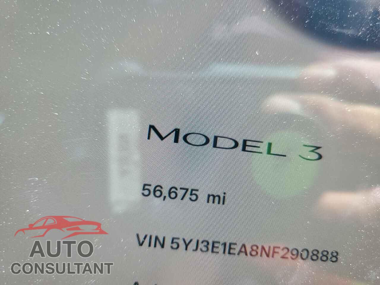 TESLA MODEL 3 2022 - 5YJ3E1EA8NF290888