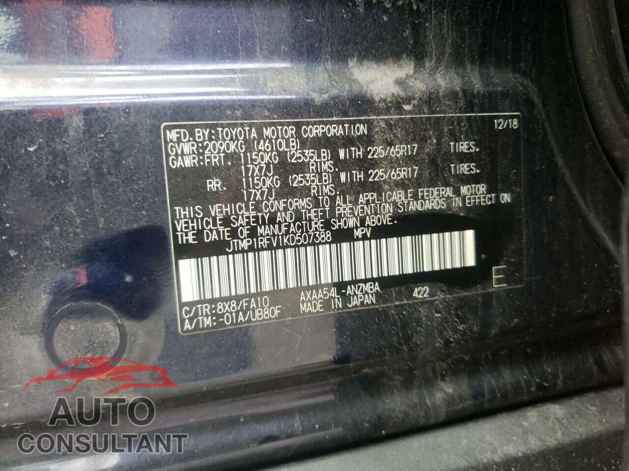 TOYOTA RAV4 2019 - JTMP1RFV1KD507388