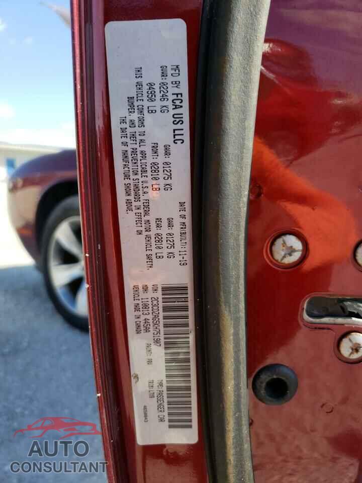DODGE CHALLENGER 2019 - 2C3CDZAG5KH751907