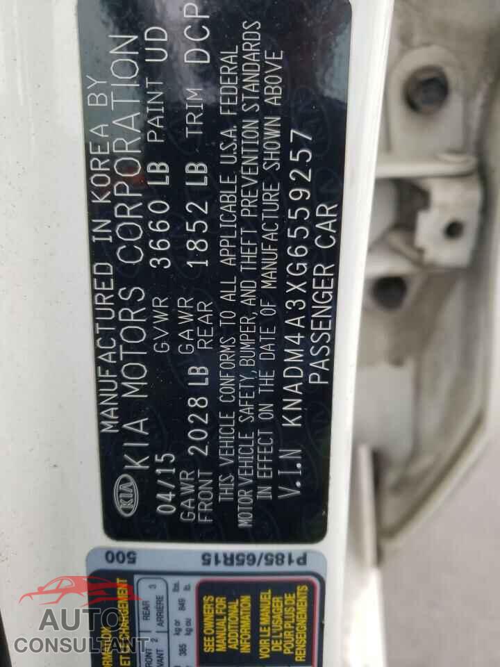 KIA RIO 2016 - KNADM4A3XG6559257