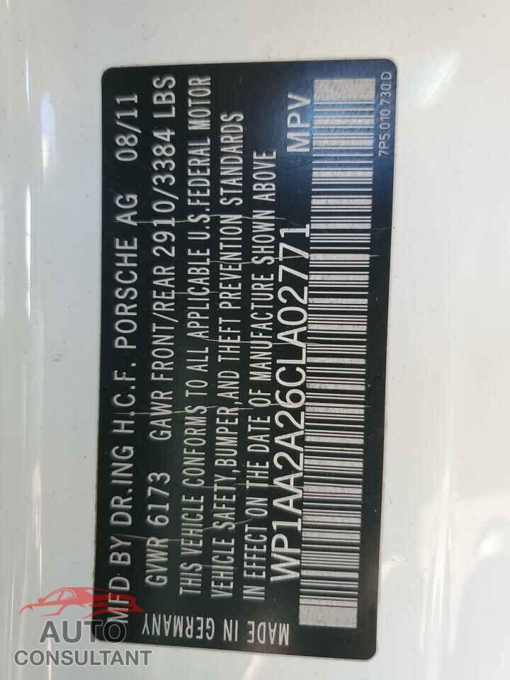 PORSCHE CAYENNE 2012 - WP1AA2A26CLA02771