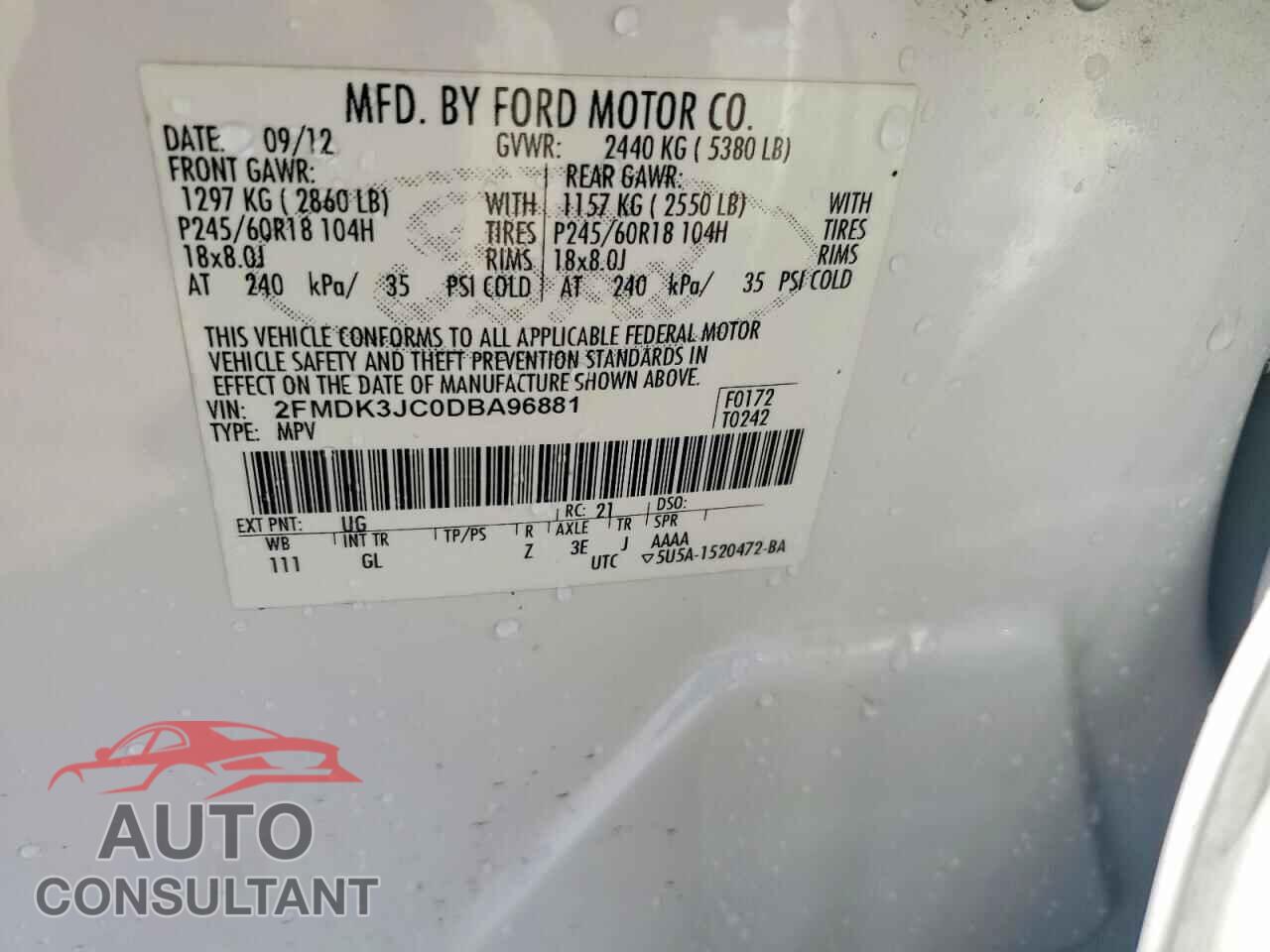 FORD EDGE 2013 - 2FMDK3JC0DBA96881