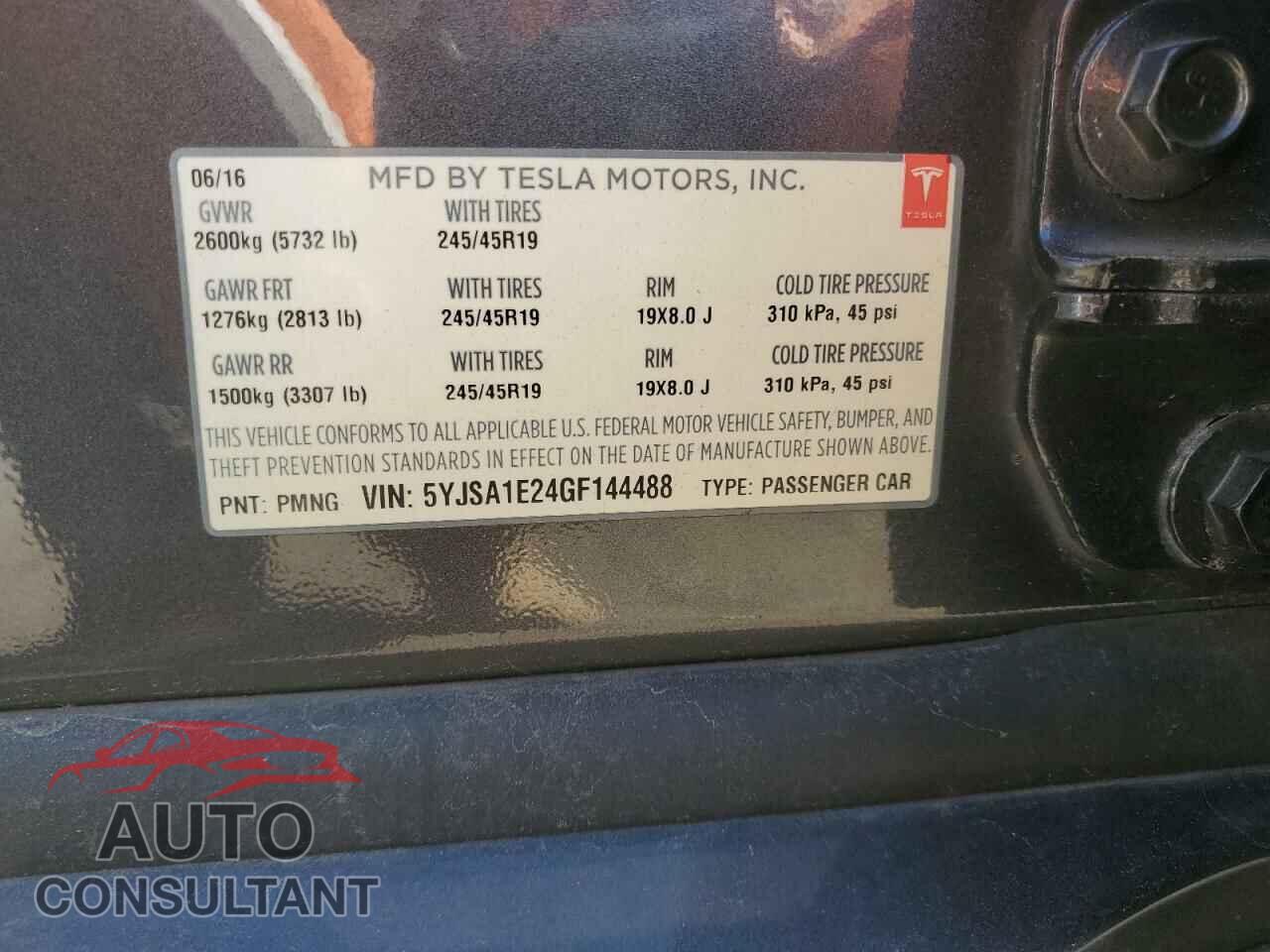 TESLA MODEL S 2016 - 5YJSA1E24GF144488