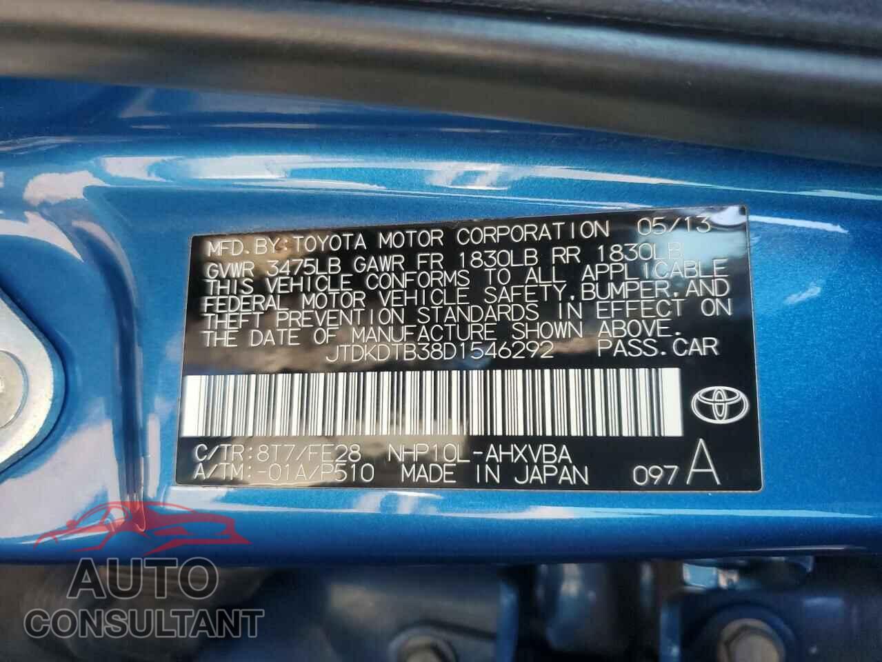 TOYOTA PRIUS 2013 - JTDKDTB38D1546292