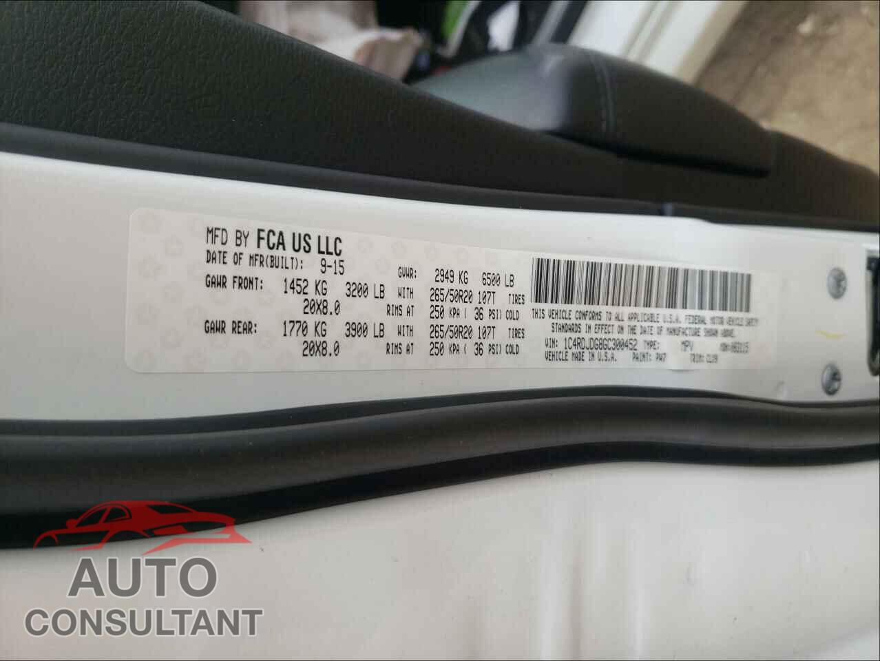 DODGE DURANGO 2016 - 1C4RDJDG8GC300452