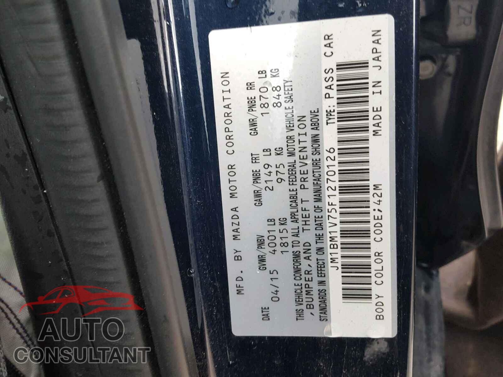 MAZDA 3 2015 - JM1BM1V75F1270126