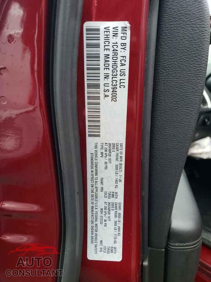 DODGE DURANGO 2020 - 1C4RDHDG3LC394002