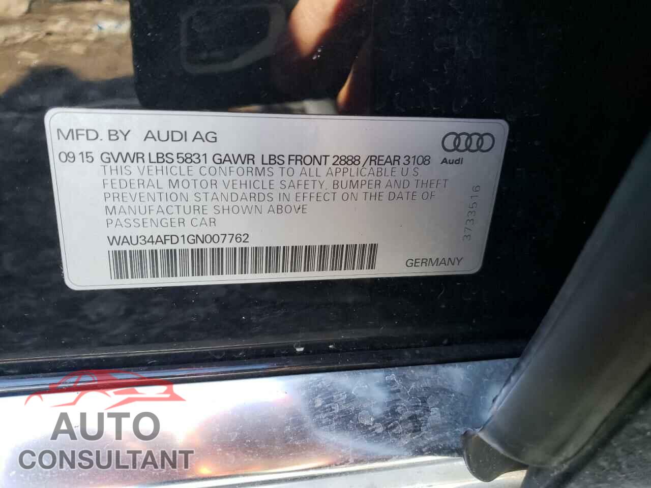 AUDI A8 2016 - WAU34AFD1GN007762