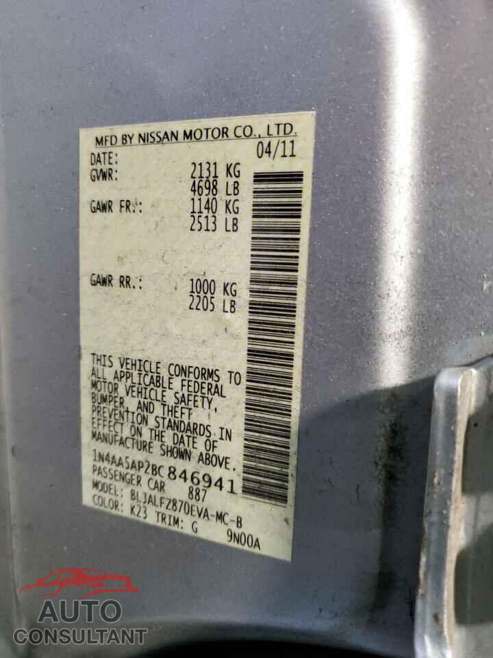 NISSAN MAXIMA 2011 - 1N4AA5AP2BC846941