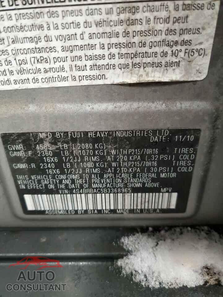 SUBARU OUTBACK 2011 - 4S4BRBAC5B3368965