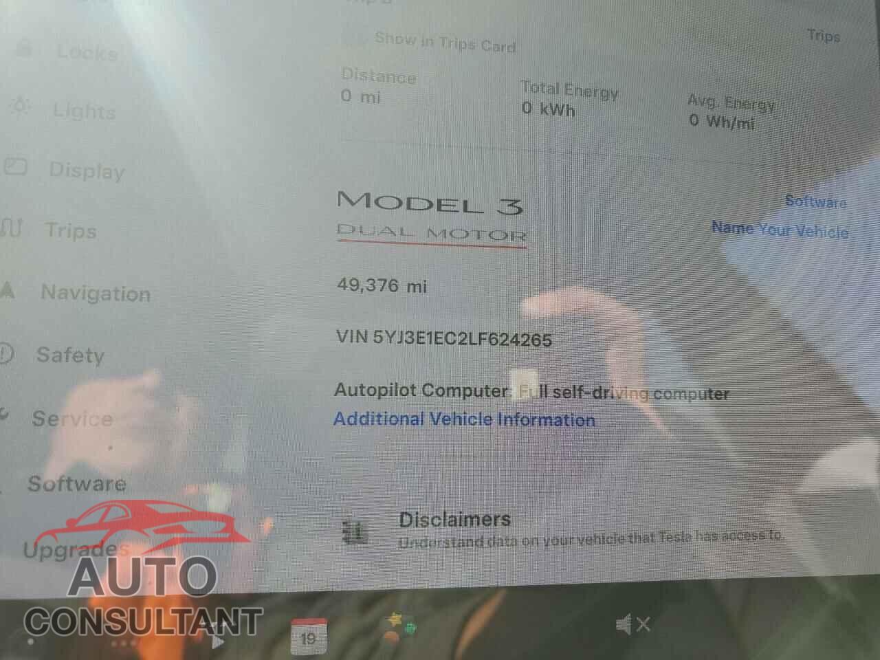 TESLA MODEL 3 2020 - 5YJ3E1EC2LF624265
