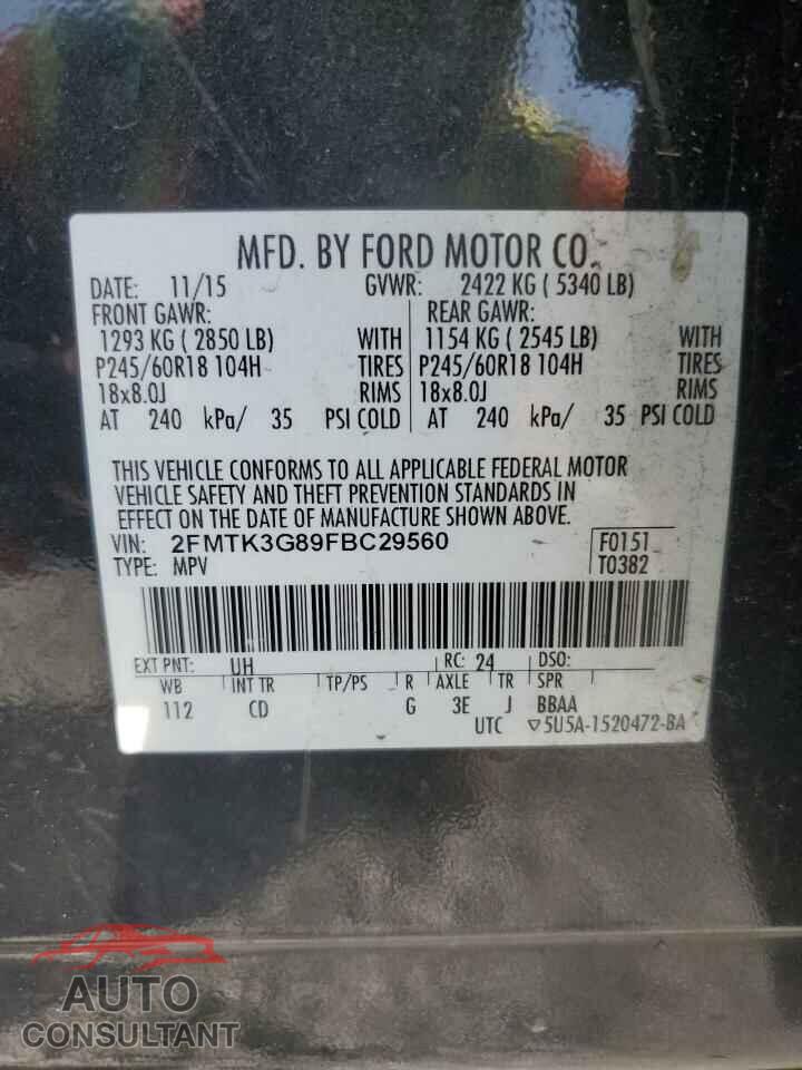 FORD EDGE 2015 - 2FMTK3G89FBC29560