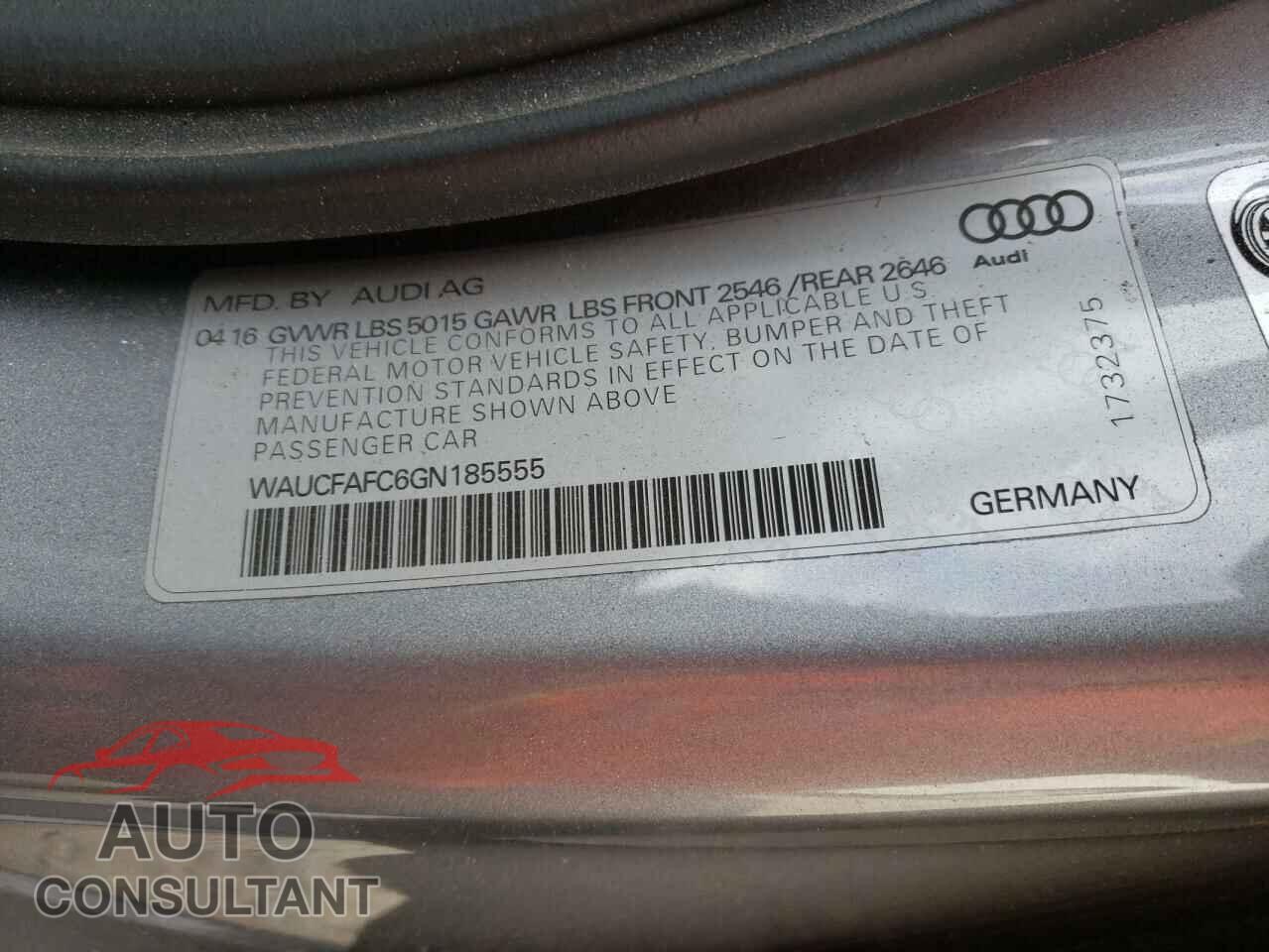 AUDI A6 2016 - WAUCFAFC6GN185555
