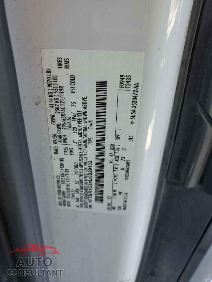 FORD TRANSIT 2020 - 1FTBR1C84LKB29132