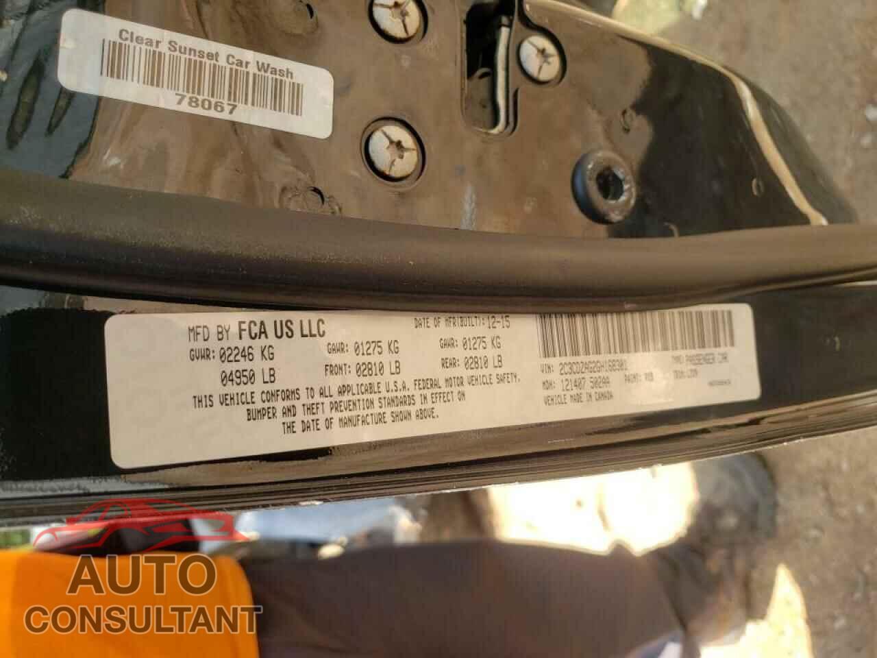 DODGE CHALLENGER 2016 - 2C3CDZAG2GH168301
