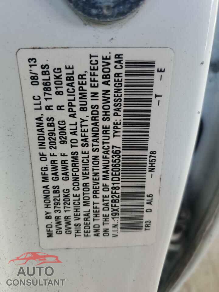 HONDA CIVIC 2013 - 19XFB2F81DE065367