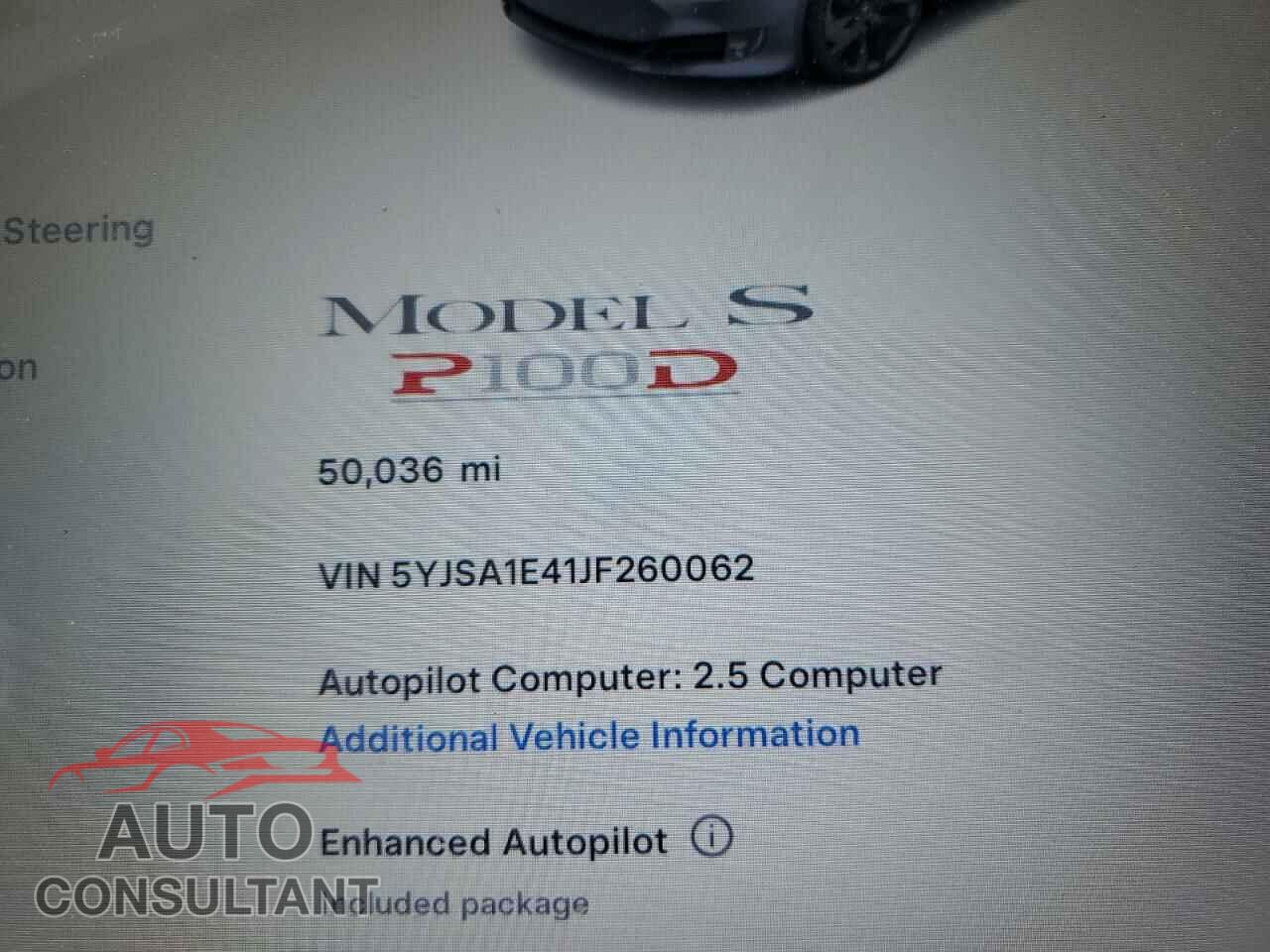 TESLA MODEL S 2018 - 5YJSA1E41JF260062