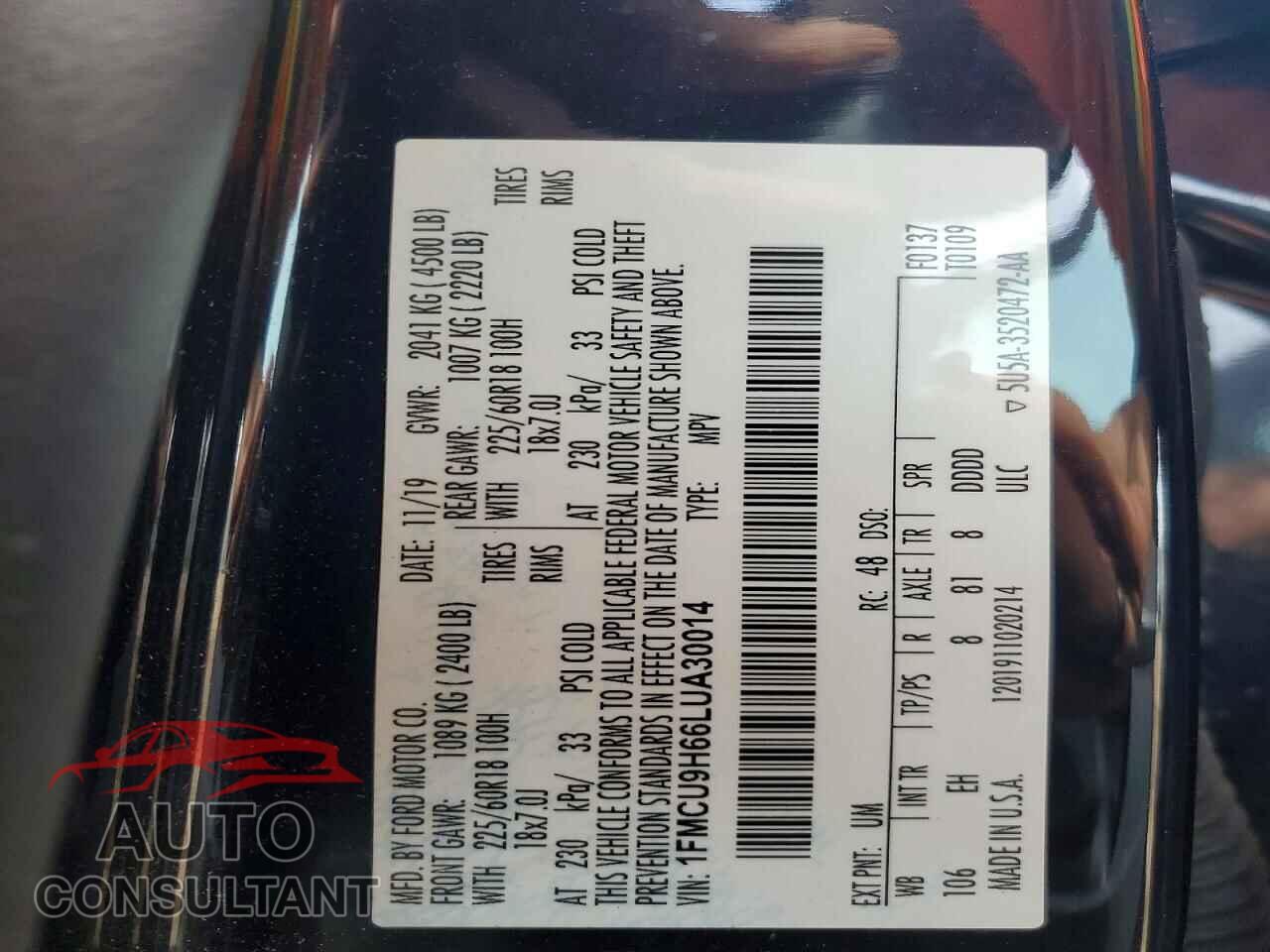 FORD ESCAPE 2020 - 1FMCU9H66LUA30014