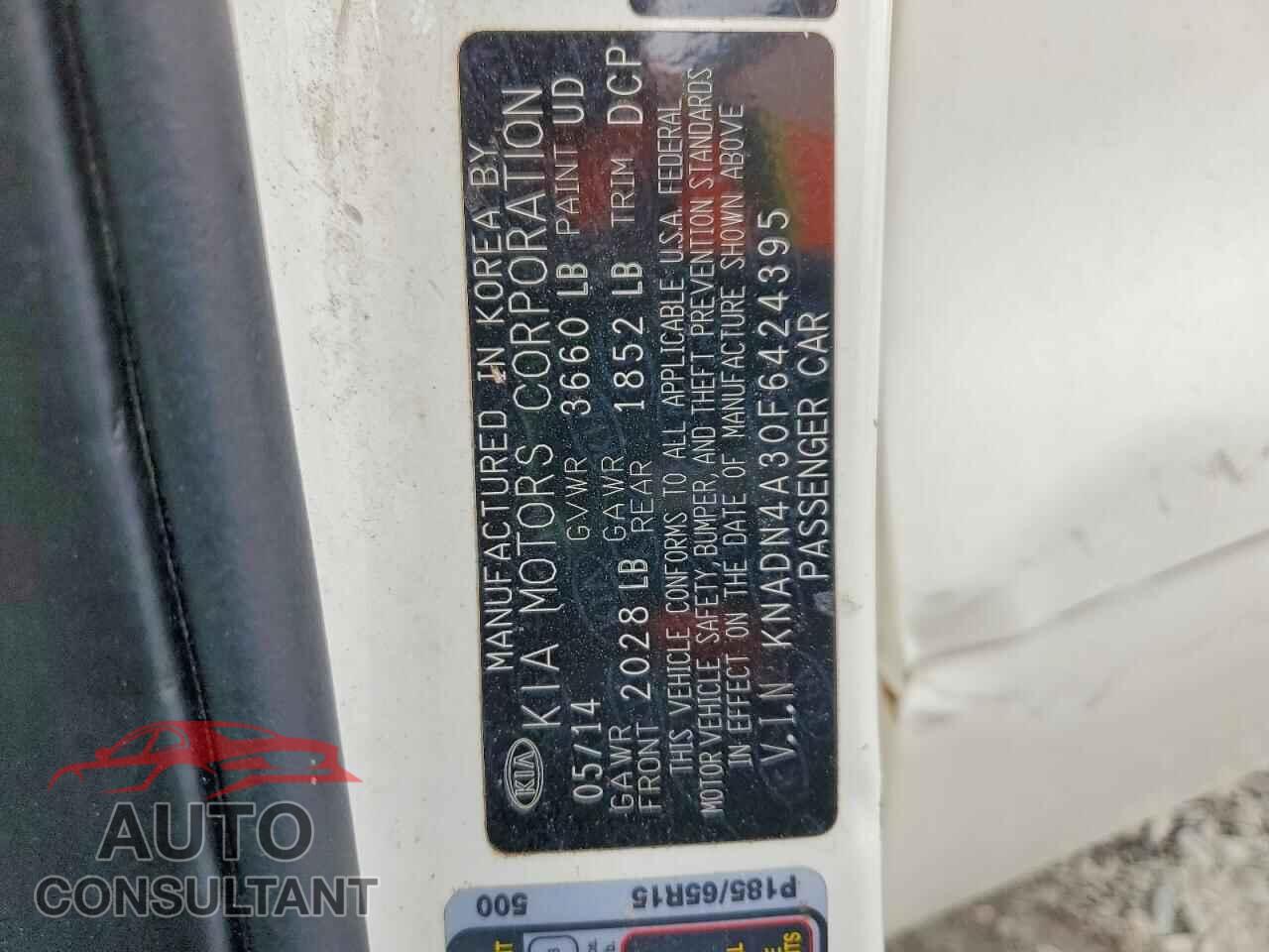 KIA RIO 2015 - KNADN4A30F6424395