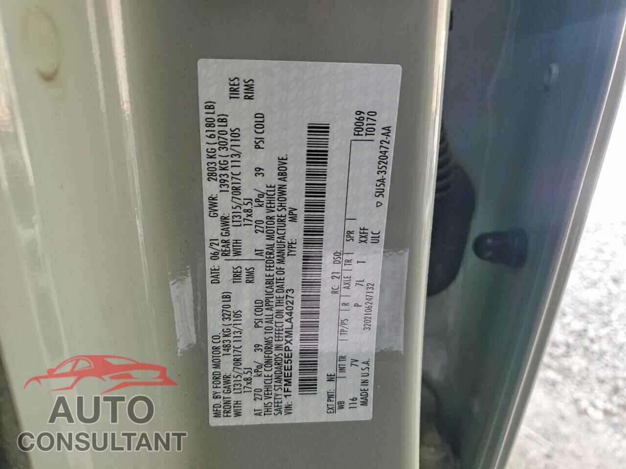 FORD BRONCO 2021 - 1FMEE5EPXMLA40273