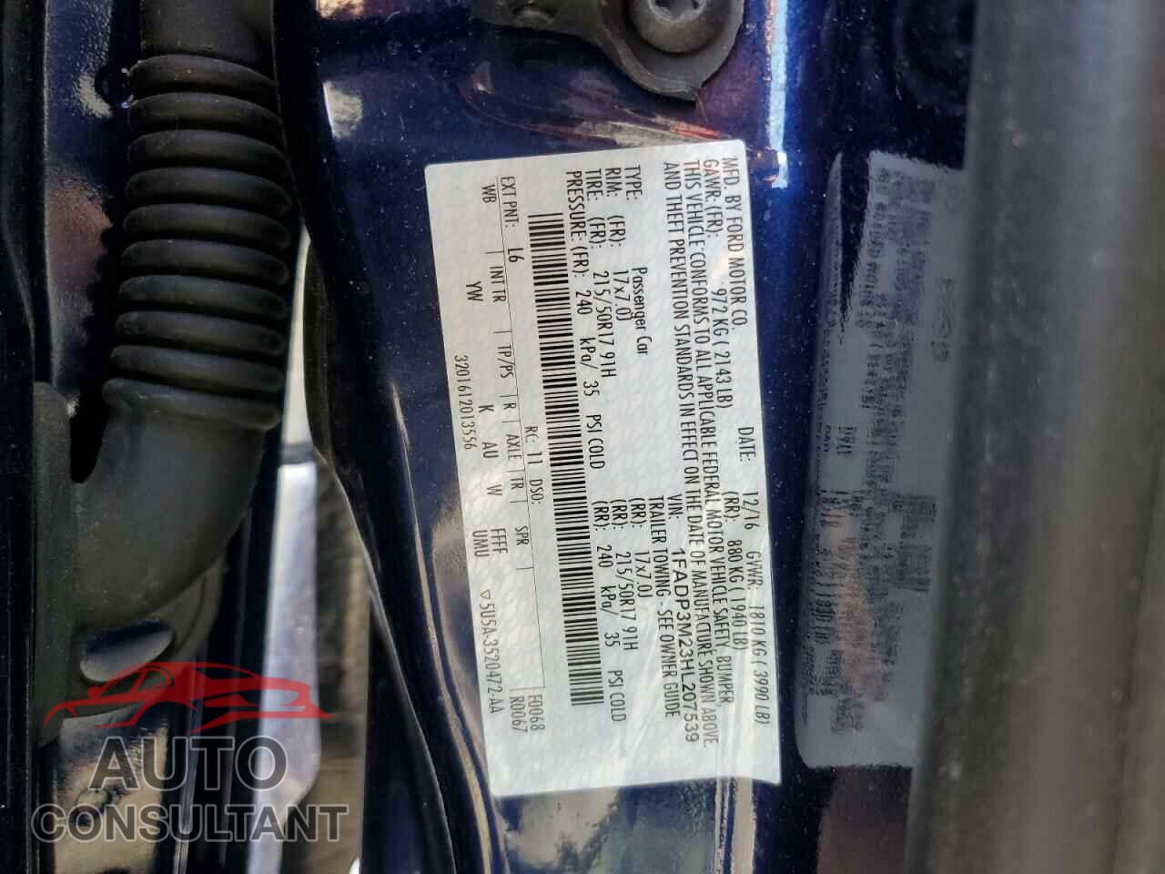 FORD FOCUS 2017 - 1FADP3M23HL207539