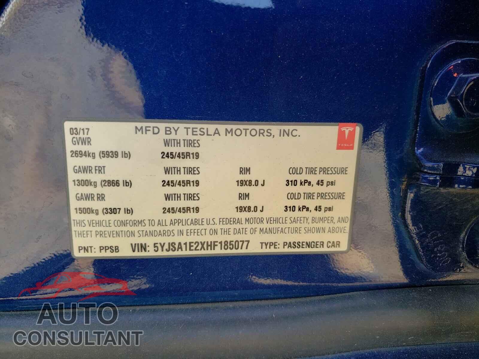 TESLA MODEL S 2017 - 5YJSA1E2XHF185077