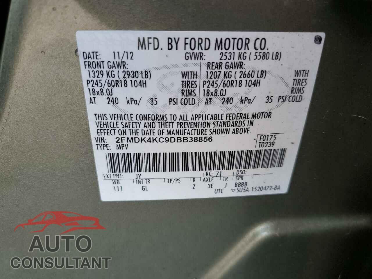 FORD EDGE 2013 - 2FMDK4KC9DBB38856