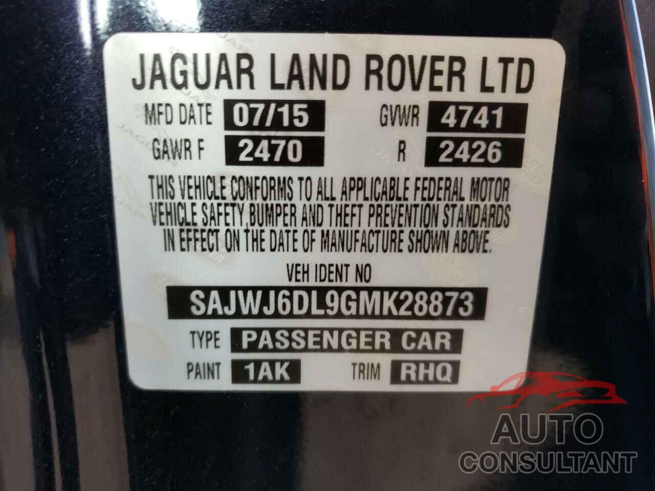 JAGUAR F-TYPE 2016 - SAJWJ6DL9GMK28873