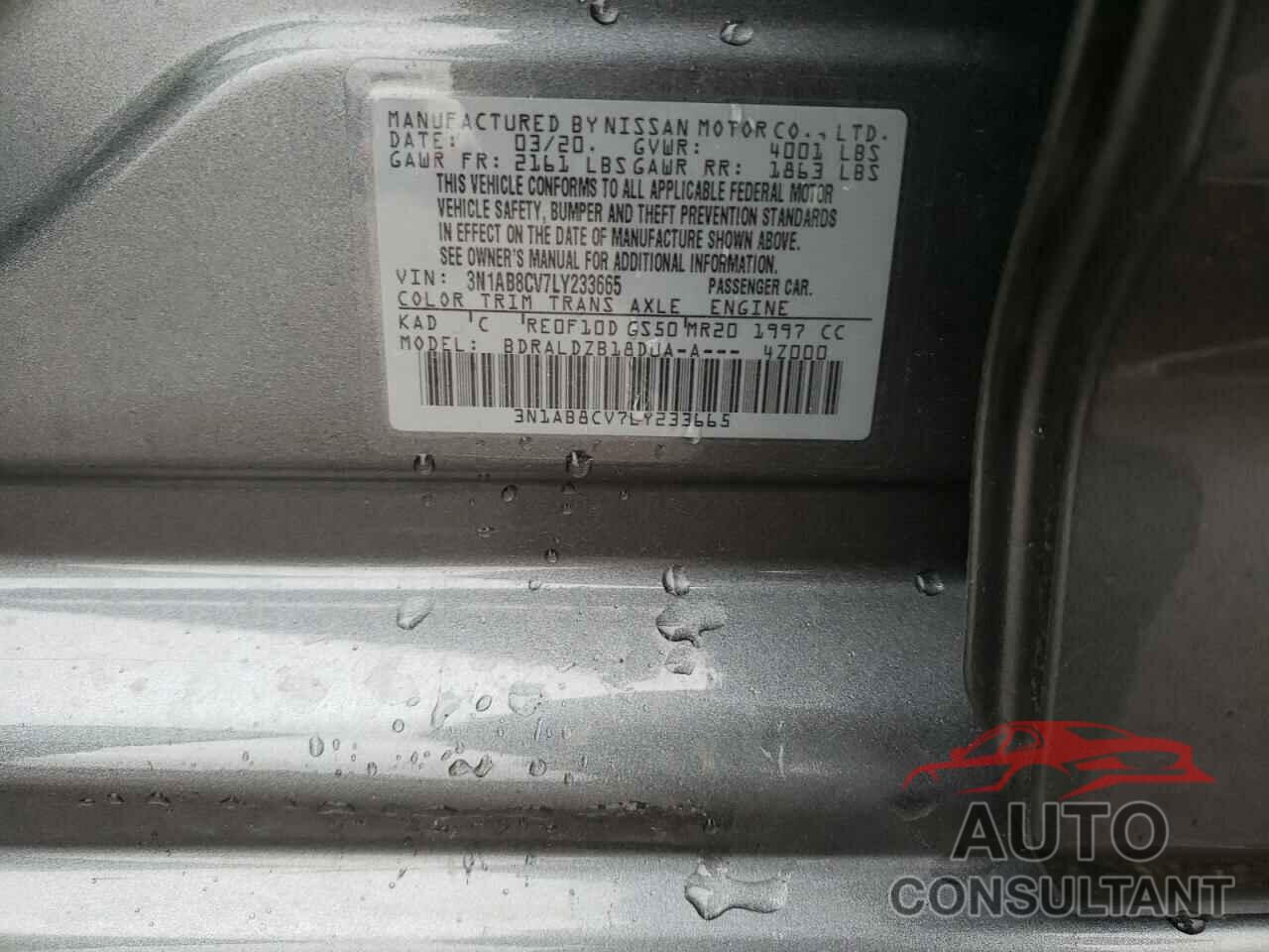 NISSAN SENTRA 2020 - 3N1AB8CV7LY233665