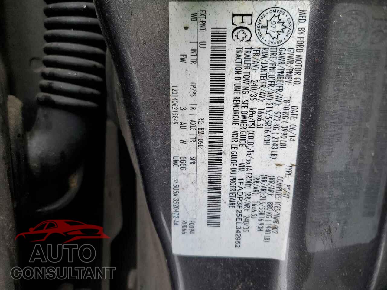 FORD FOCUS 2014 - 1FADP3F25EL342952