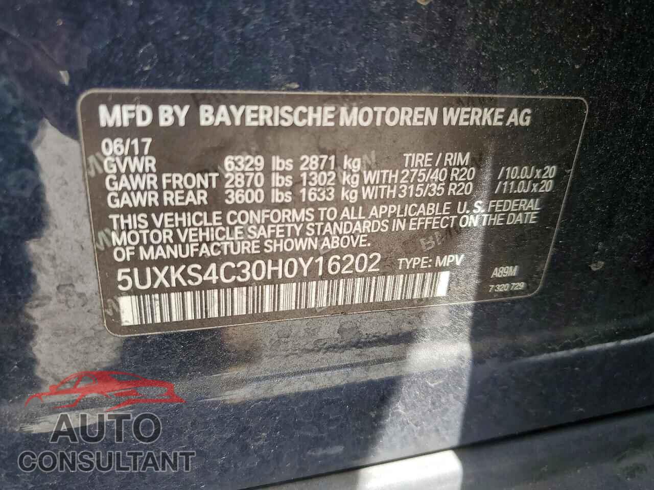 BMW X5 2017 - 5UXKS4C30H0Y16202