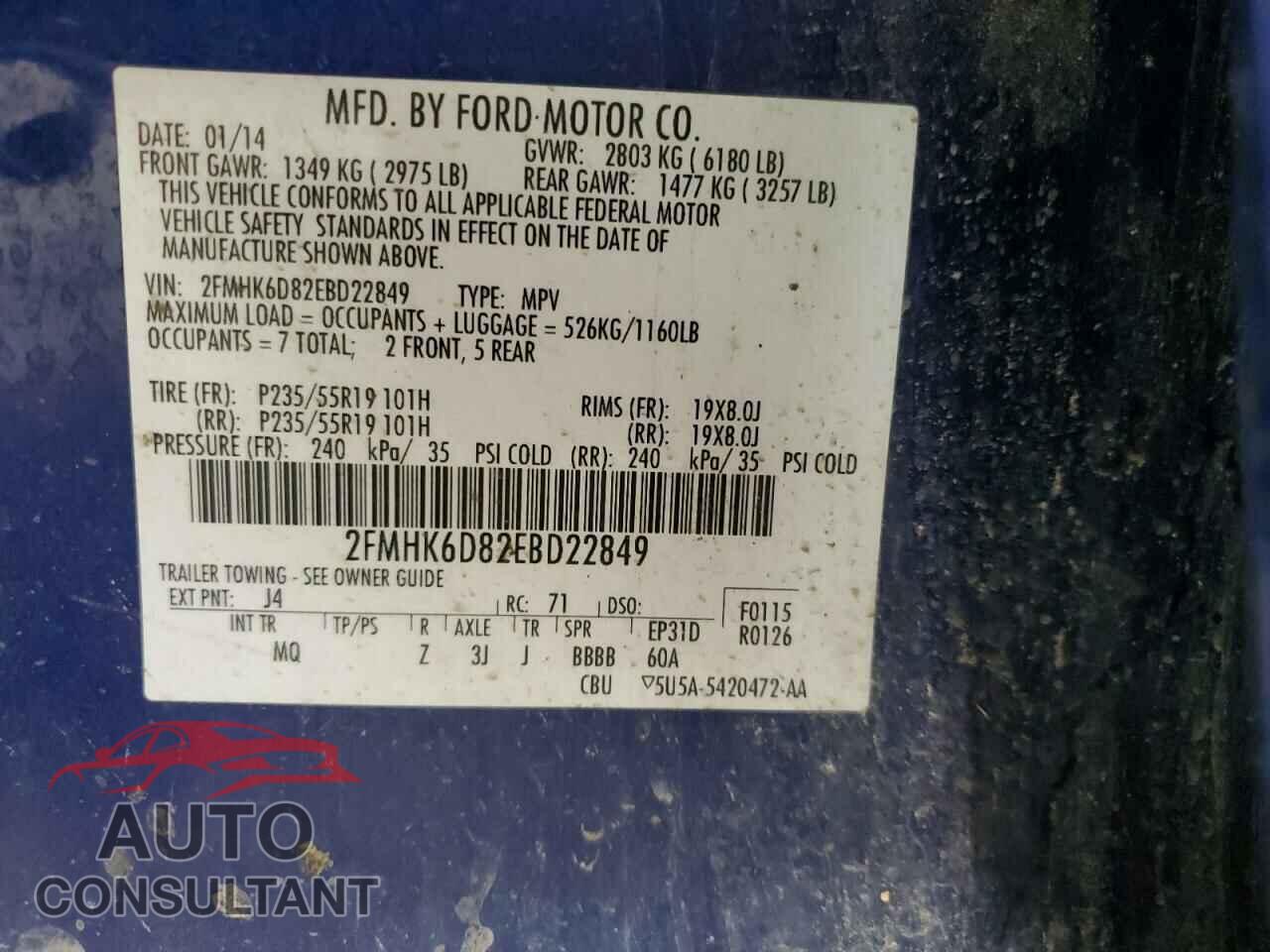 FORD FLEX 2014 - 2FMHK6D82EBD22849