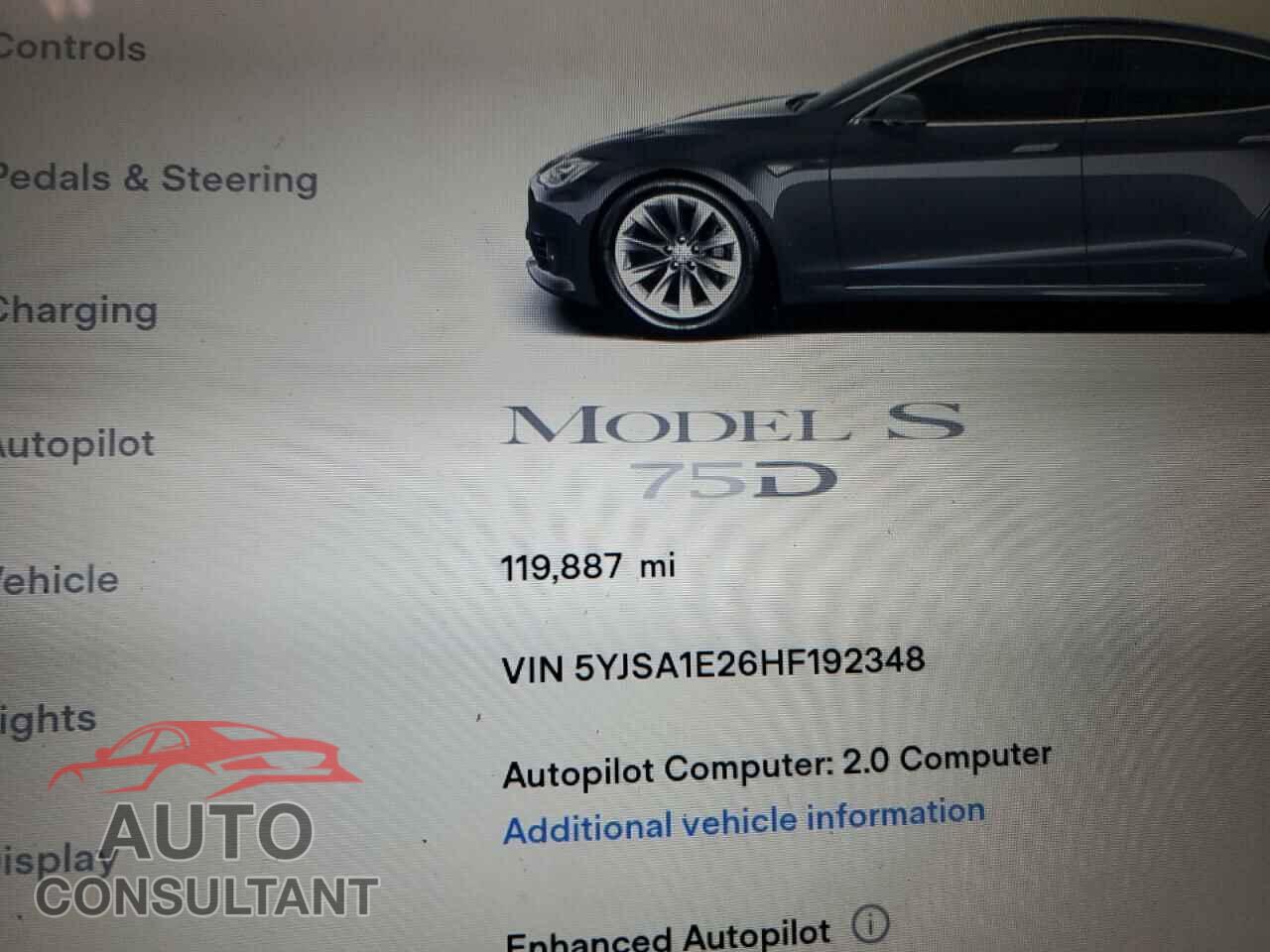 TESLA MODEL S 2017 - 5YJSA1E26HF192348