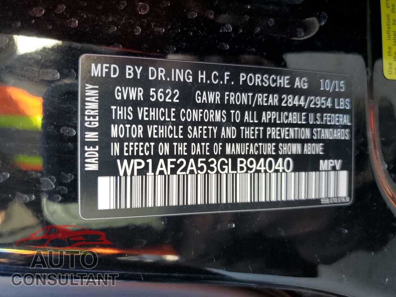 PORSCHE MACAN 2016 - WP1AF2A53GLB94040