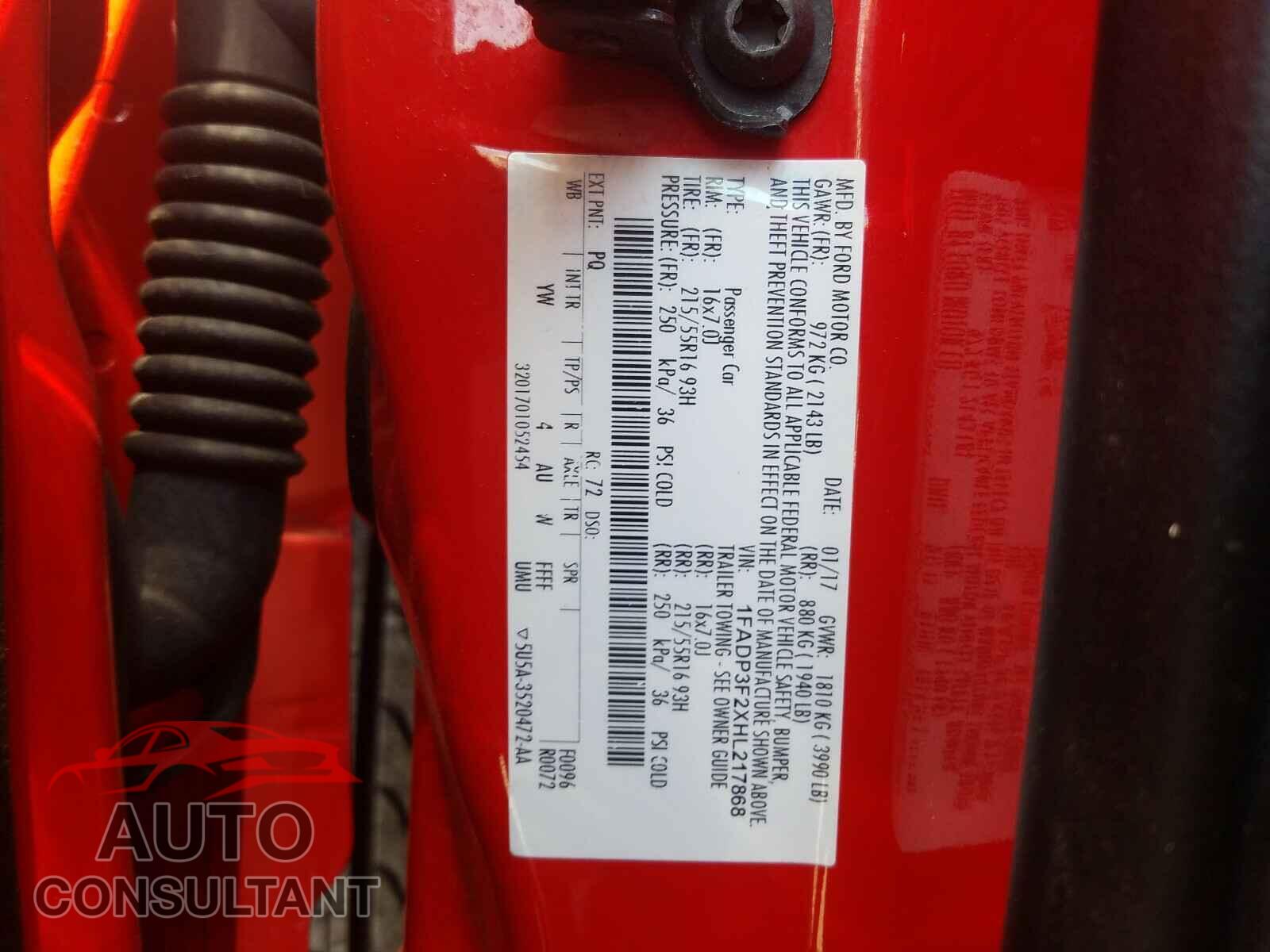 FORD FOCUS 2017 - 1FADP3F2XHL217868