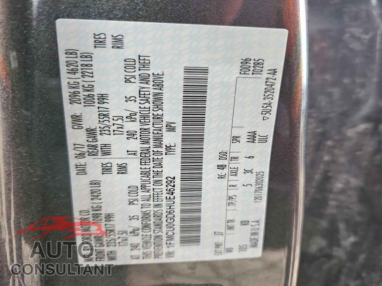 FORD ESCAPE 2017 - 1FMCU0GD6HUE46292