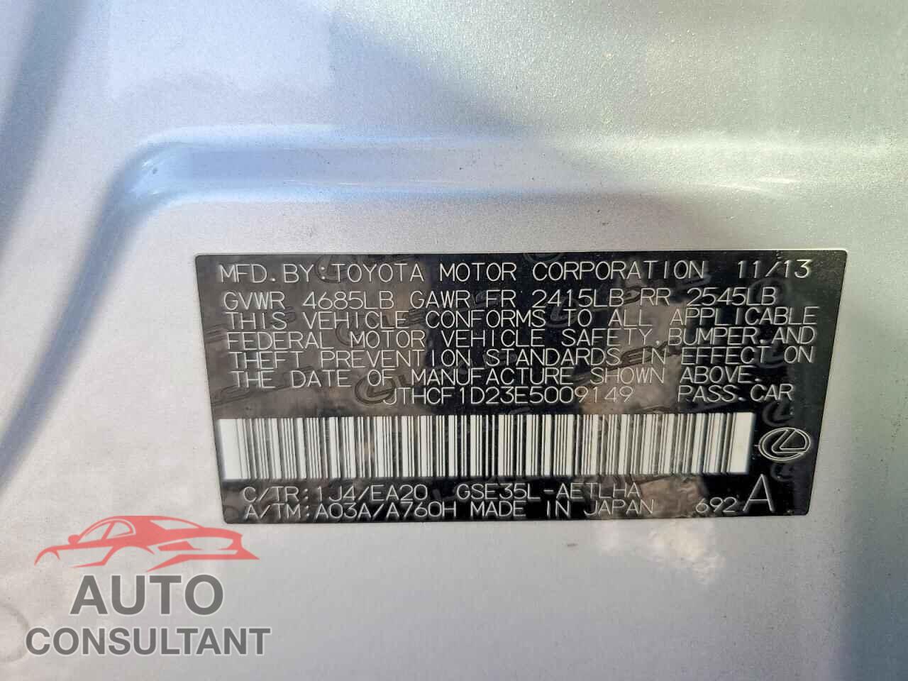 LEXUS IS 2014 - JTHCF1D23E5009149