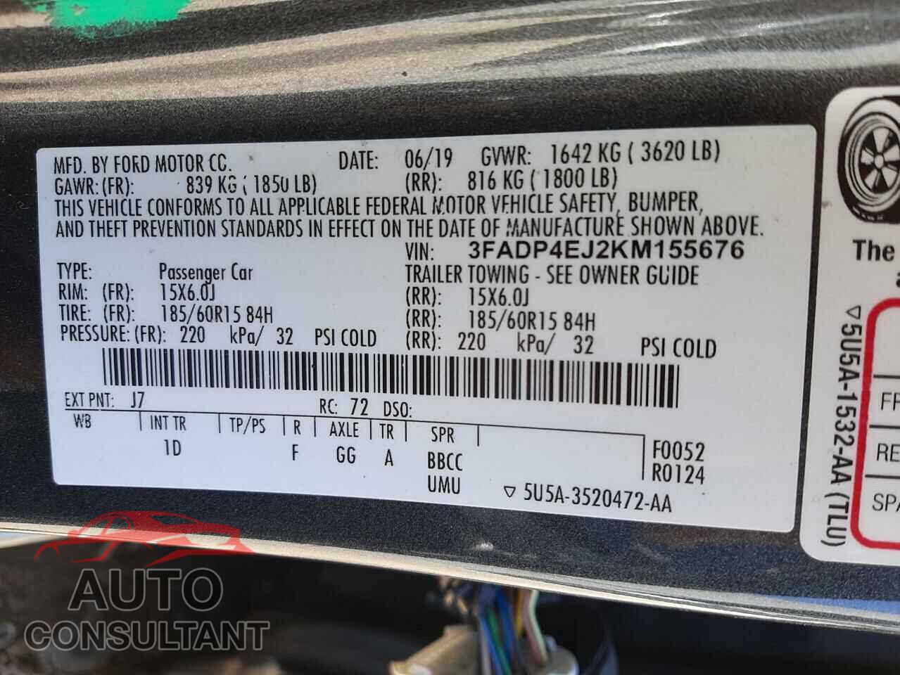FORD FIESTA 2019 - 3FADP4EJ2KM155676