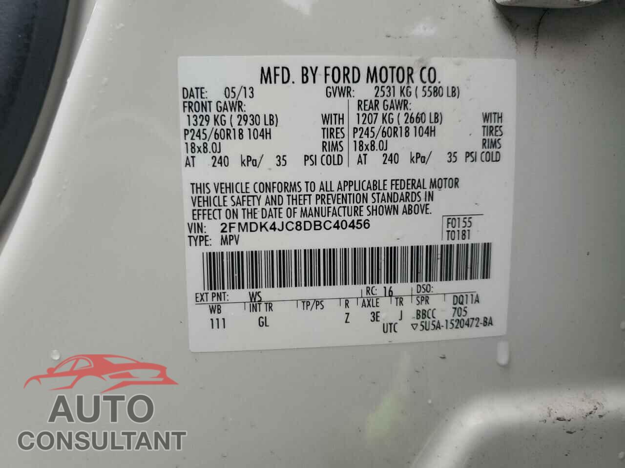 FORD EDGE 2013 - 2FMDK4JC8DBC40456