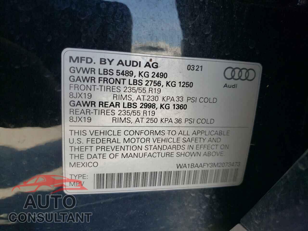AUDI Q5 2021 - WA1BAAFY3M2073473